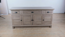 Load and play video in Gallery viewer, Modern Coastal 71 Inch Entertainment Cabinet with Louvered Doors and Drawers
