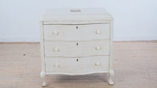 Load and play video in Gallery viewer, Vintage Waterfall Chest of Drawers in Distressed White Solid Wood
