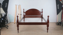 Load and play video in Gallery viewer, Craftique Solid Mahogany Queen Cannonball Bed Mellow Wood Finish
