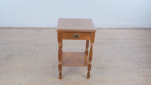 Load and play video in Gallery viewer, Maple One Drawer Side Table with Lower Shelf and Turned Legs
