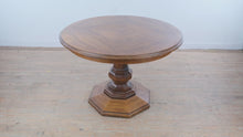 Load and play video in Gallery viewer, Drexel Round Pedestal Dining Table in Oak, 44 Inch Round
