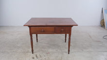 Load and play video in Gallery viewer, Antique 19th Century Primitive Farmhouse Two-Drawer Work Table
