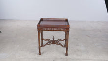 Load and play video in Gallery viewer, Chinese Chippendale Style Carved Wood Side Table with Gallery Top
