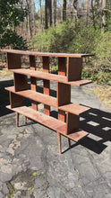 Load and play video in Gallery viewer, Mid Century Modern Solid Wood Open Bookcase with Geometric Shelving
