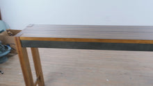 Load and play video in Gallery viewer, Ashley Torjin Counter Height Console Table in Distressed Brown and Gunmetal
