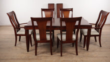 Load and play video in Gallery viewer, Trotter Dining Set - 6 Chairs, 2 Leaves - New Upholstery
