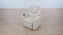 Load and play video in Gallery viewer, Child Size Leather Recliner Chair with Cup Holder Compact Lounge Armchair
