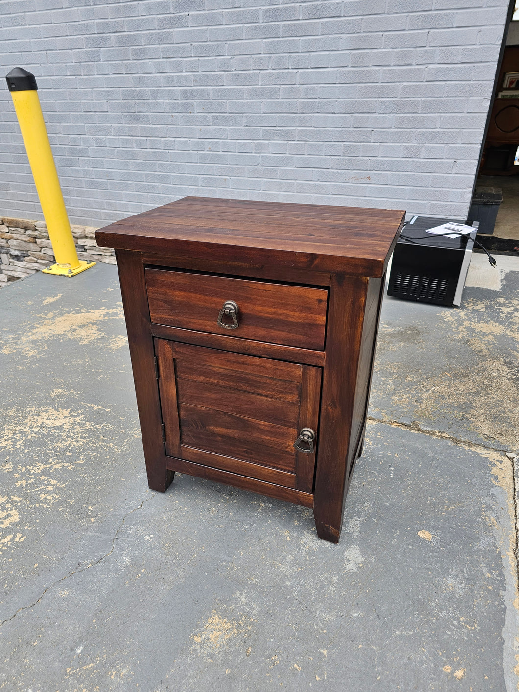 Rustic Nightstand with Lower Cabinet