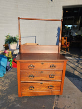 Load image into Gallery viewer, Antique Oak Washstand with Towel Rack
