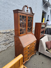 Load image into Gallery viewer, Governor Winthrop Serpentine Front Secretary Desk with Bookcase Top – Solid Wood, Ball &amp; Claw Feet
