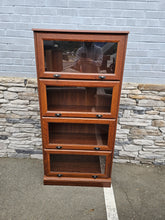 Load image into Gallery viewer, Barrister-Style Bookcase with Glass Doors – Rich Cherry Finish
