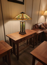 Load image into Gallery viewer, Mission-Style Table Lamp with Geometric Shade – Stained-Glass Look
