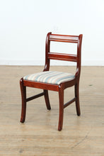 Load image into Gallery viewer, Mahogany Saber-Legged Side Chair – Striped Upholstered Seat
