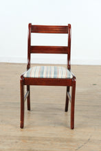 Load image into Gallery viewer, Mahogany Saber-Legged Side Chair – Striped Upholstered Seat
