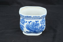 Load image into Gallery viewer, Bombay Blue &amp; White Porcelain Planter Cachepot Floral Motif Decorative Vessel 5"
