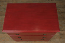 Load image into Gallery viewer, Red Rolling Chest with Drop-Front Desk – Child’s Secretary Chest on Casters
