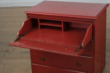 Load image into Gallery viewer, Red Rolling Chest with Drop-Front Desk – Child’s Secretary Chest on Casters
