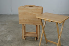 Load image into Gallery viewer, Set of 4 Wooden Folding TV Tray Tables with Storage Stand Natural and Maple Finish
