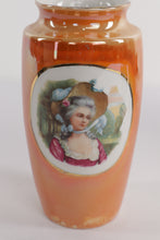 Load image into Gallery viewer, Lusterware Portrait Vase – Hand-Painted Lady Cameo, 8” Tall
