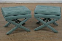 Load image into Gallery viewer, Mid-Century Inspired Transitional Upholstered X-Base Benches – Pair
