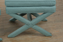 Load image into Gallery viewer, Mid-Century Inspired Transitional Upholstered X-Base Benches – Pair
