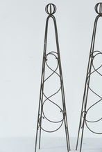 Load image into Gallery viewer, Pair Tall Wrought Iron Garden Obelisks Trellis Plant Supports 35 Inch
