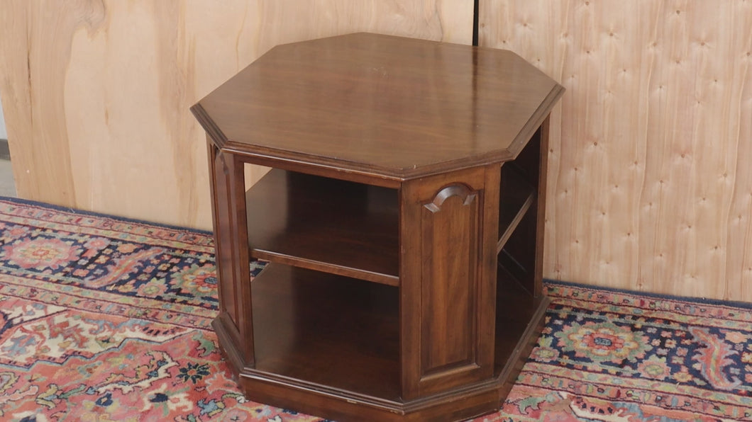 Cherry Octagon Side Table with a Lower Shelf