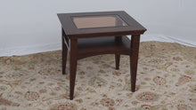 Load and play video in Gallery viewer, Dark Oak Side Table with Smoked Glass Top
