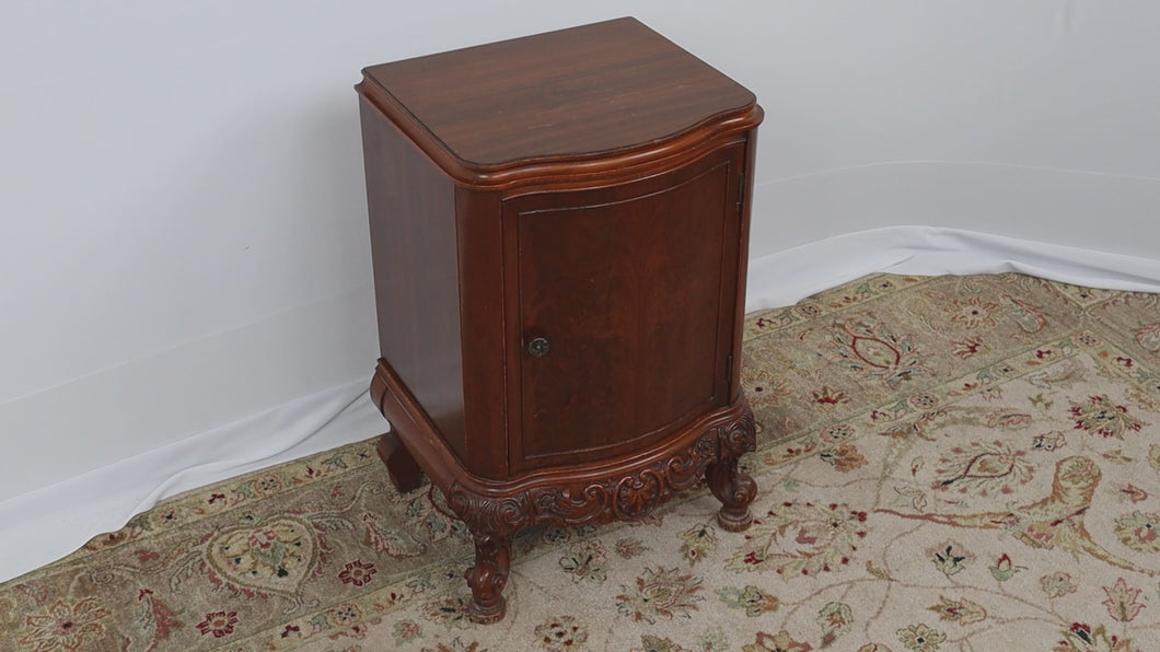Antique Flamed Mahogany French Louis XV  Nightstand Cabinet