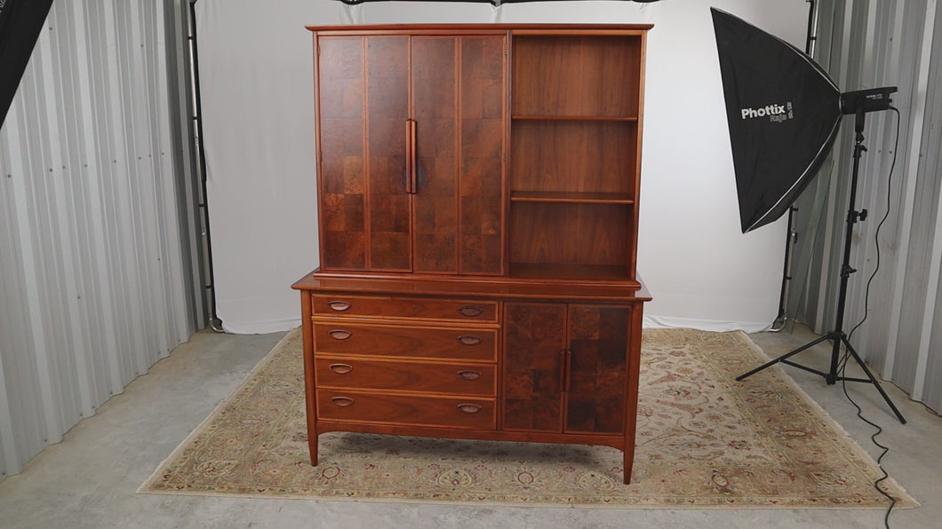 Rare Mid Century Burled Buffet with Bookcase / Bar Top / China Cabinet - Drexel Heritage