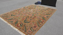 Load and play video in Gallery viewer, Golden Brown Hand Woven Wool Rug - 9&#39; x 12&#39;
