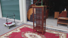 Load and play video in Gallery viewer, French Mahogany Curio Cabinet with Gold Gallery Top
