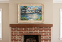 Load image into Gallery viewer, Large Framed Impressionist Style Gazebo Pond Landscape Oil Painting Signed Ingramer 45 x 33
