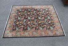 Load image into Gallery viewer, High Quality Hand Woven Black with Flowers Rug - 10&#39; x 8&#39;
