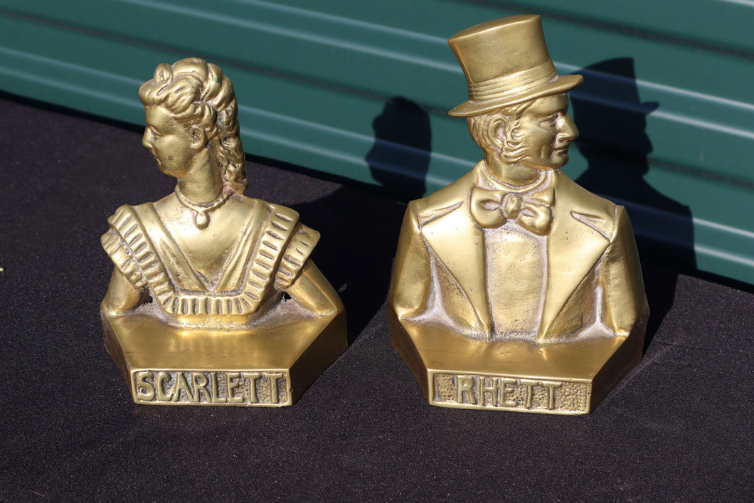 Vintage Cast Iron Gone With the Wind's Scarlett and Rhett Bookends