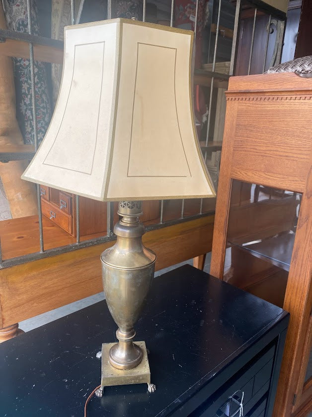 Vintage Brass Lamp with Paper Shade