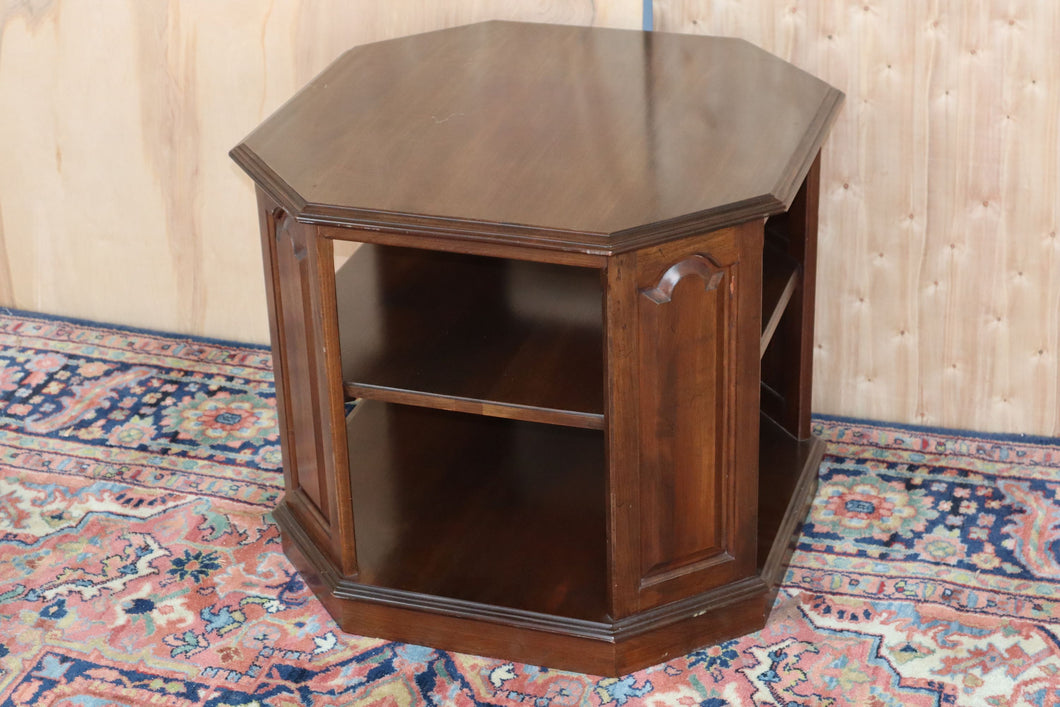 Cherry Octagon Side Table with a Lower Shelf