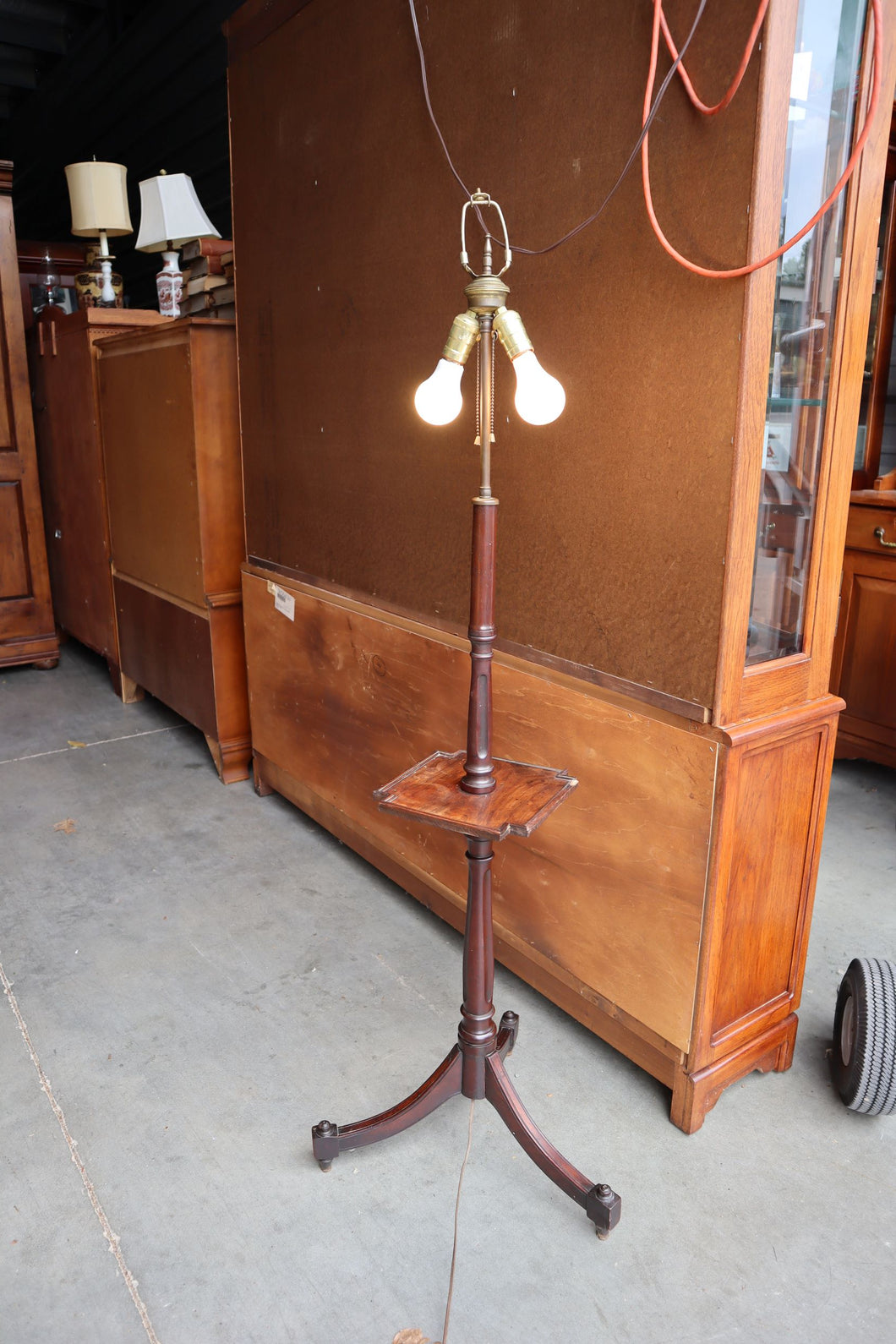 Vintage Floor Lamp with Small Table