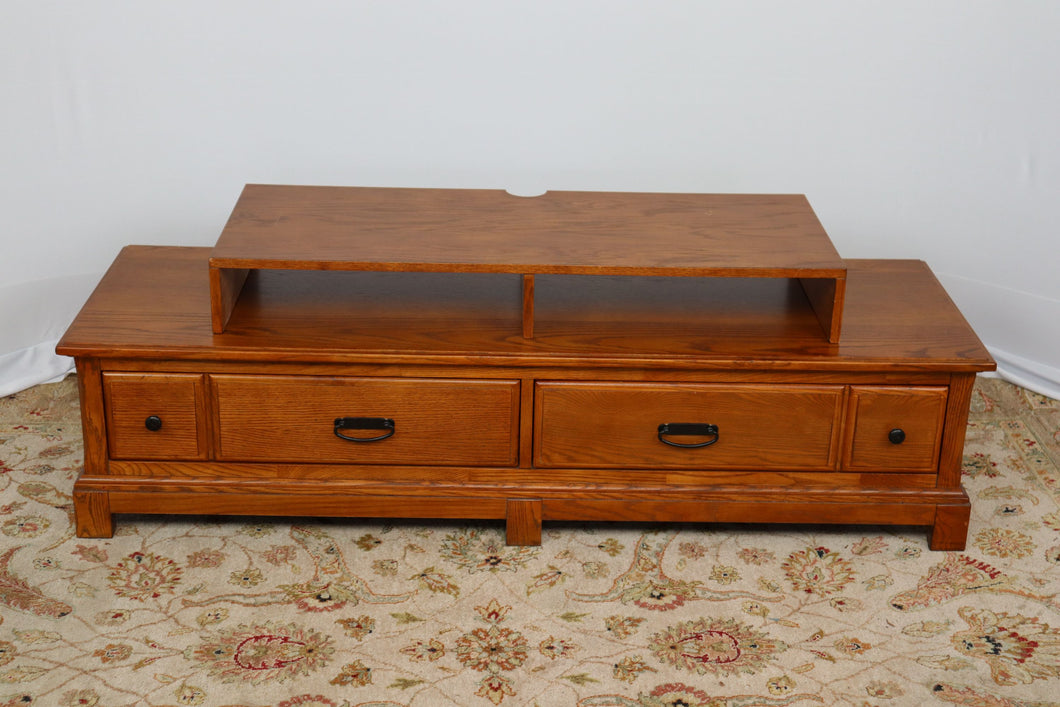 Oak Entertainment Center with 2 Drawers and Stand