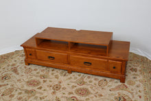 Load image into Gallery viewer, Oak Entertainment Center with 2 Drawers and Stand
