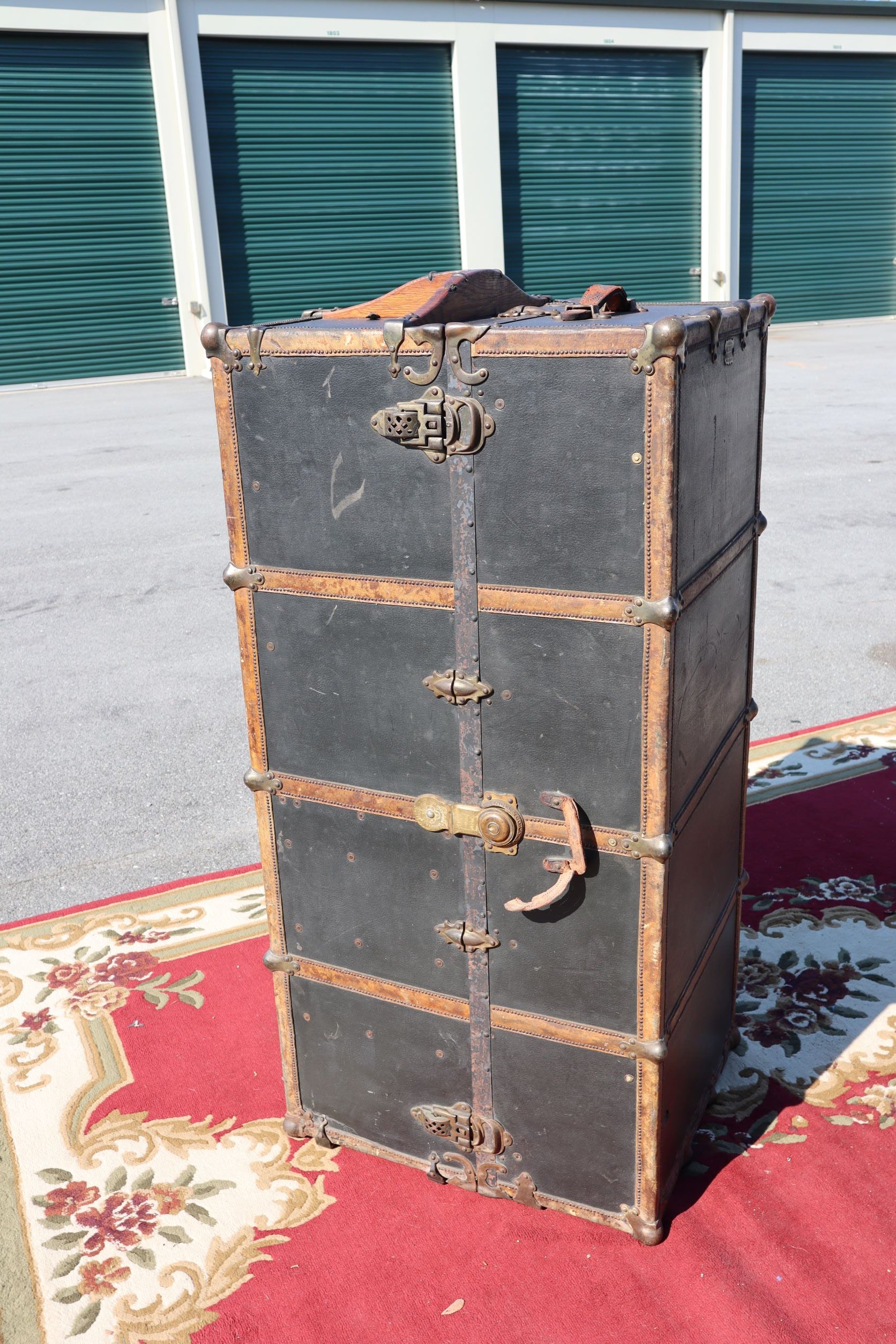 1920s Steamer Wardrobe Travel Trunk Made by Mendel Tourist at