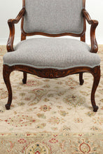 Load image into Gallery viewer, Wonderfully Carved Bergère Arm Chair - Gray Upholstery
