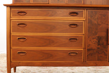Load image into Gallery viewer, Rare Mid Century Burled Buffet with Bookcase / Bar Top / China Cabinet - Drexel Heritage

