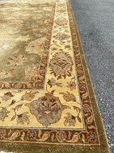 Load image into Gallery viewer, Room Sized Sage and Gold Wool Rug - Hand Made - 12 x 9
