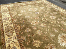 Load image into Gallery viewer, Room Sized Sage and Gold Wool Rug - Hand Made - 12 x 9

