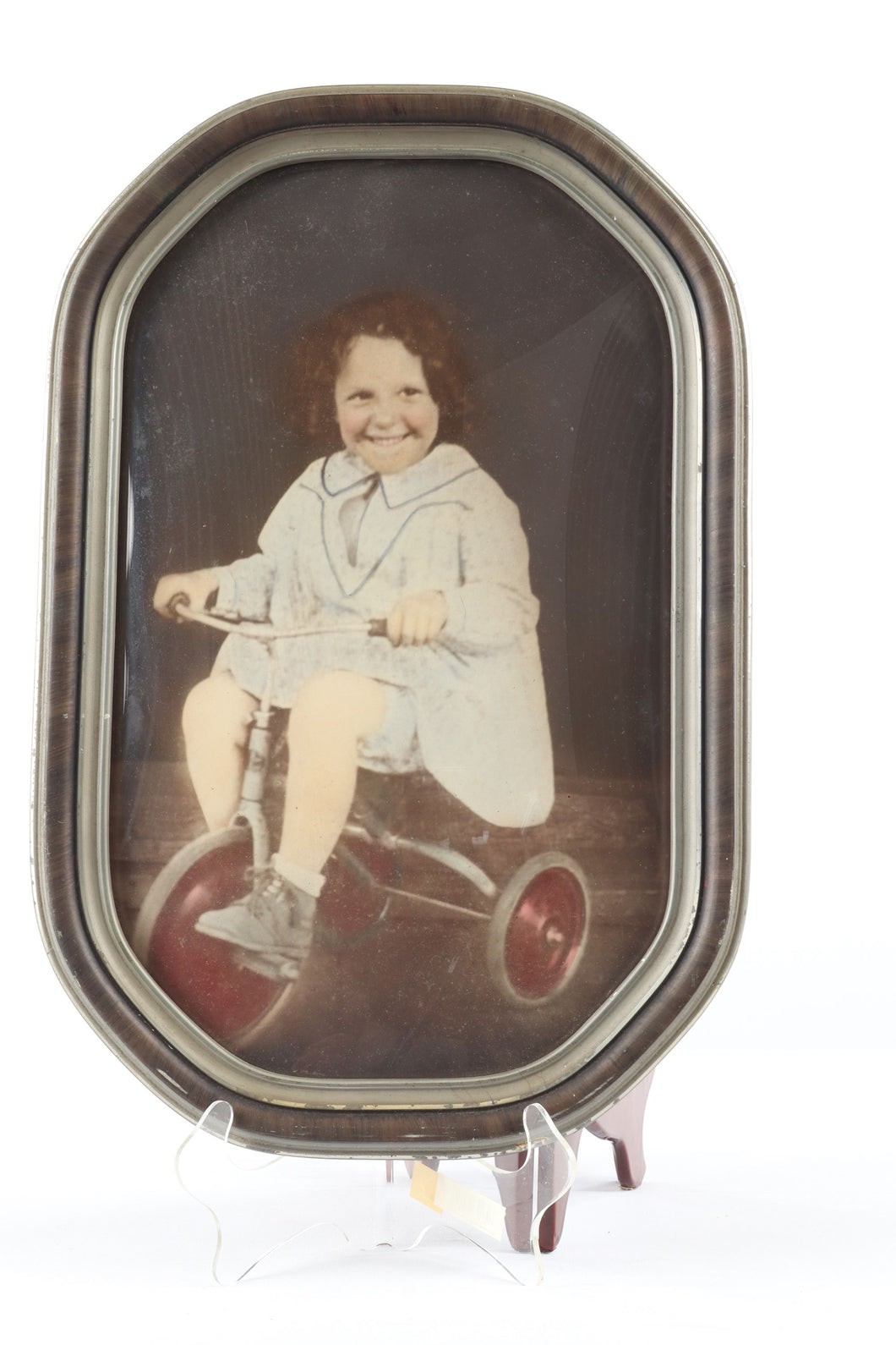 Girl on Tricycle in Convex Frame - Vintage