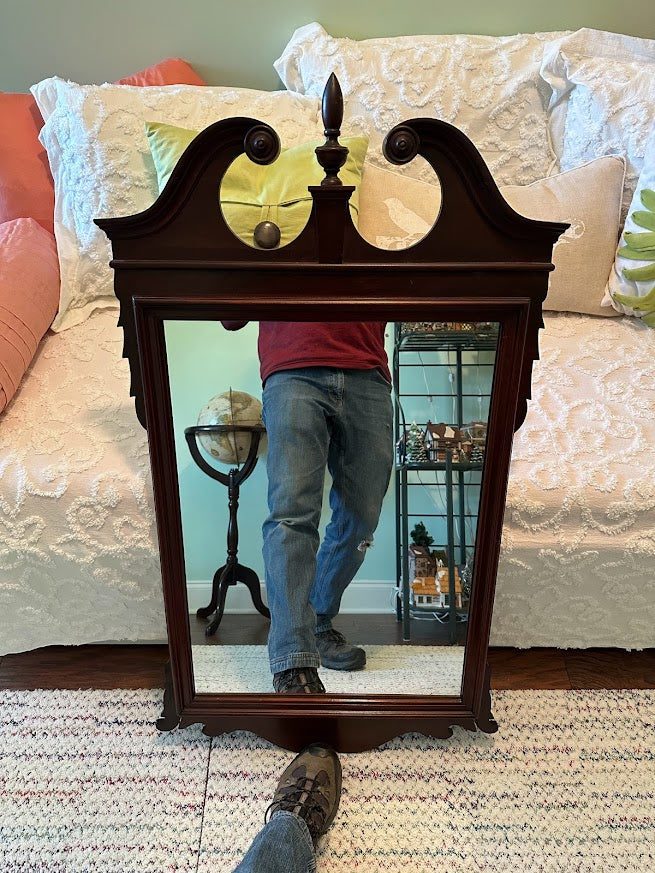 Mahogany Chippendale Mirror with Broken Arch and Center Finial