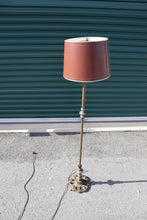 Load image into Gallery viewer, Brass Floor Lamp with Burgundy Shade
