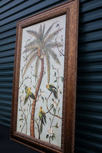Load image into Gallery viewer, Large Framed Palm Tree and Parrot Painting
