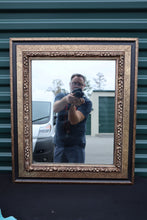 Load image into Gallery viewer, Black and Speckled Gold Framed Mirror
